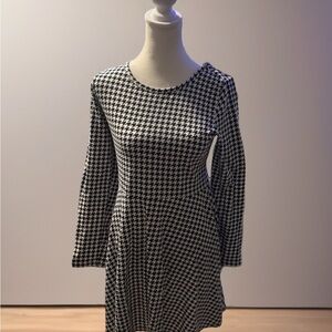 Place Black and White Fit and Flare Bell Sleeve Dress